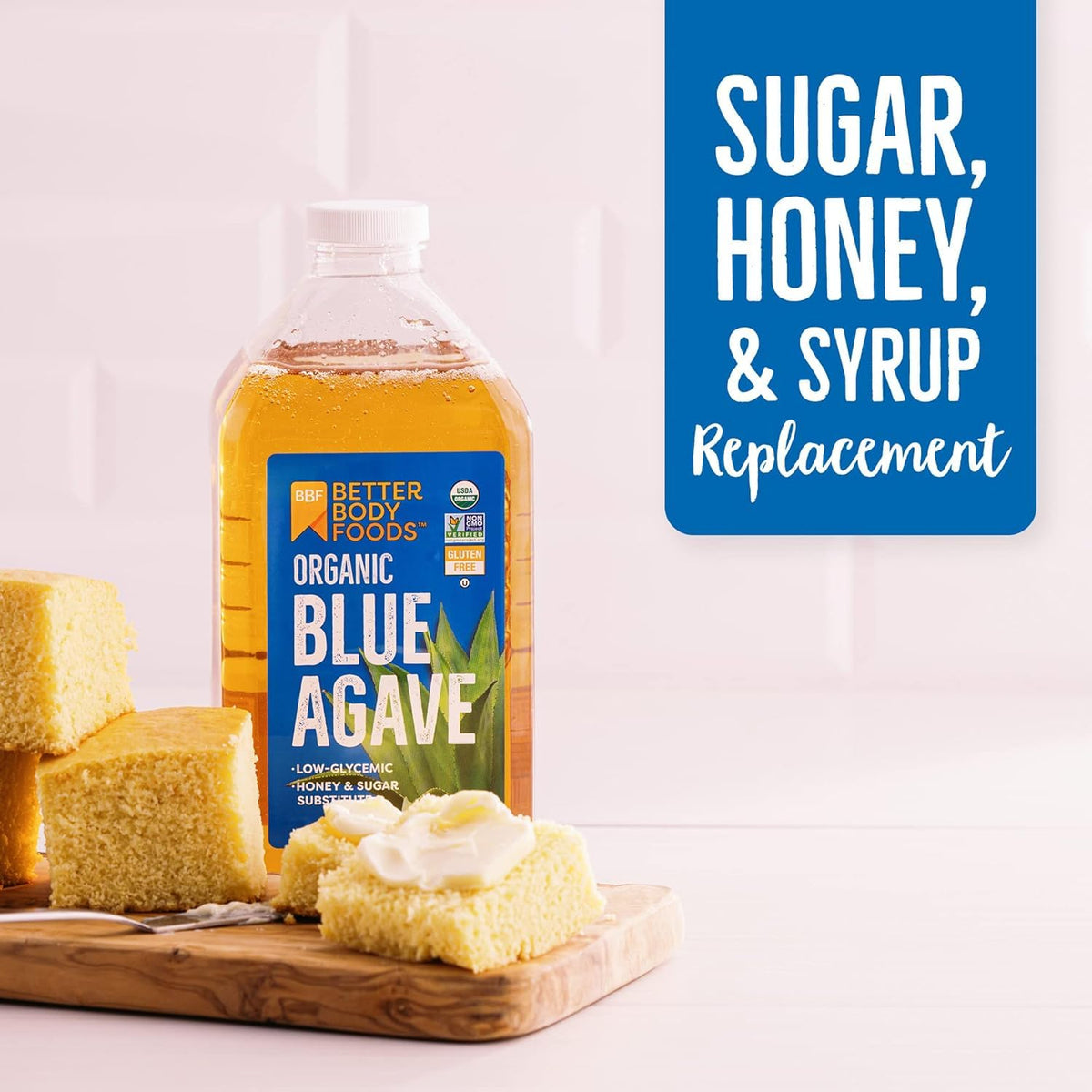Coffee or tea with BetterBody Foods Organic Blue Agave Nectar.