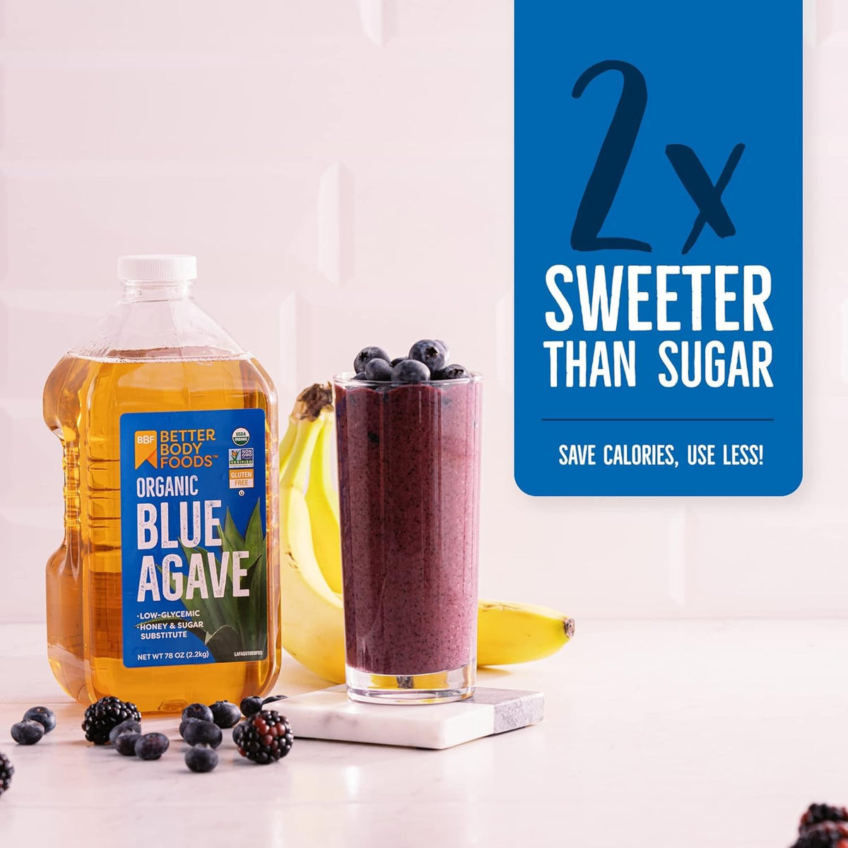 Blue Agave Nectar added to a smoothie for natural sweetness.