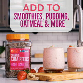 BetterBody Foods Organic Chia Seeds yogurt topping – boosts texture without altering flavor.