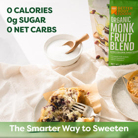 BetterBody Foods monk fruit blend jar—1:1 sugar substitute for recipes.