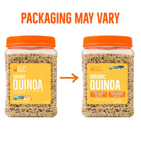 BetterBody Foods Quinoa with salad, highlighting protein and fiber for balanced lunches.