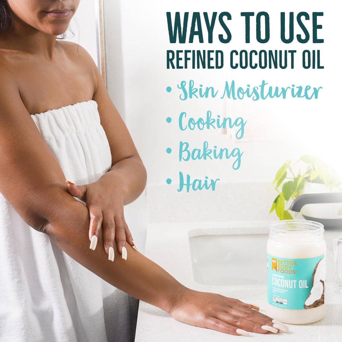 BetterBody Foods refined organic coconut oil high-heat 425F option for sautéing and frying