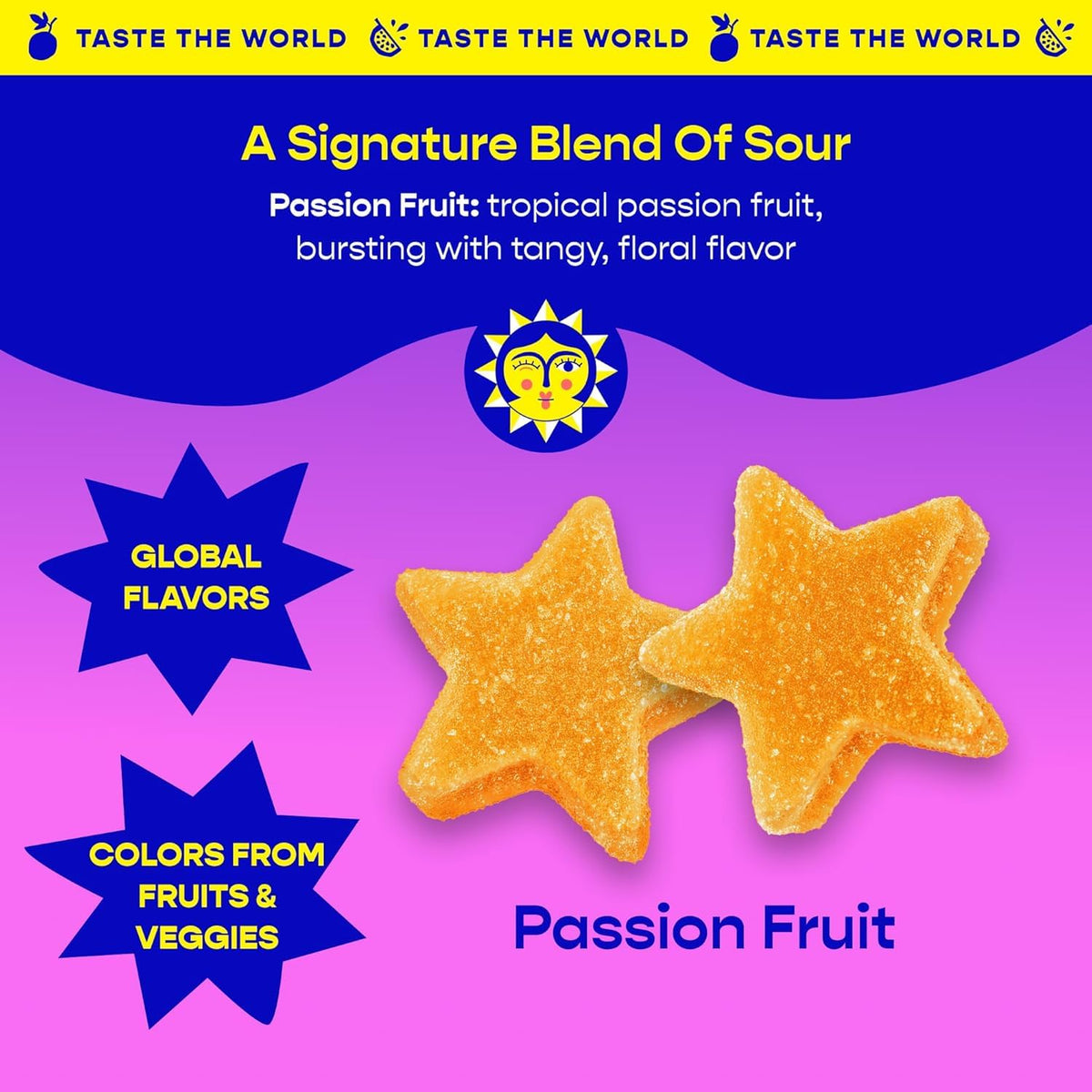 Close-up of Better Sour star-shaped candy with glossy coating.