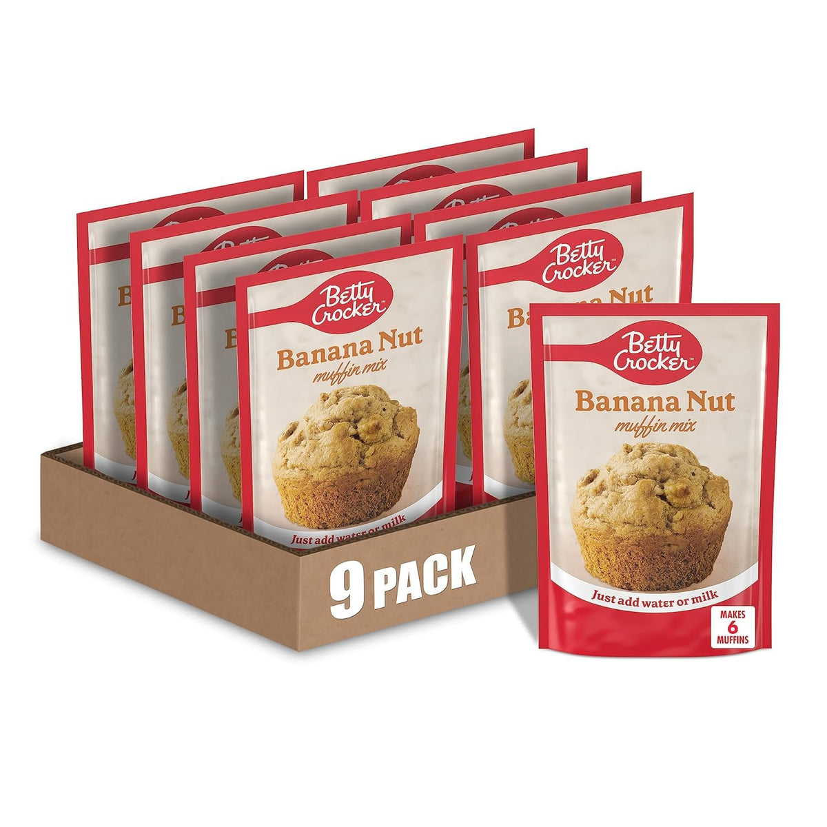 Betty Crocker Banana Nut Muffin Mix box ready for quick, satisfying breakfast.