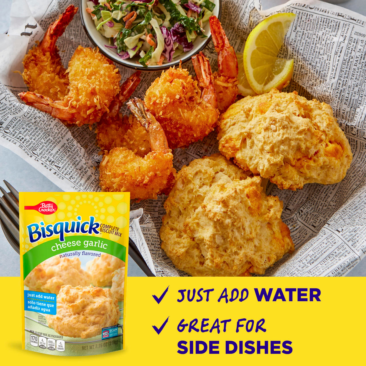 Betty Crocker Bisquick cheese garlic biscuits baking to a golden finish.