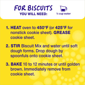 Betty Crocker Bisquick finished biscuits served warm with butter.