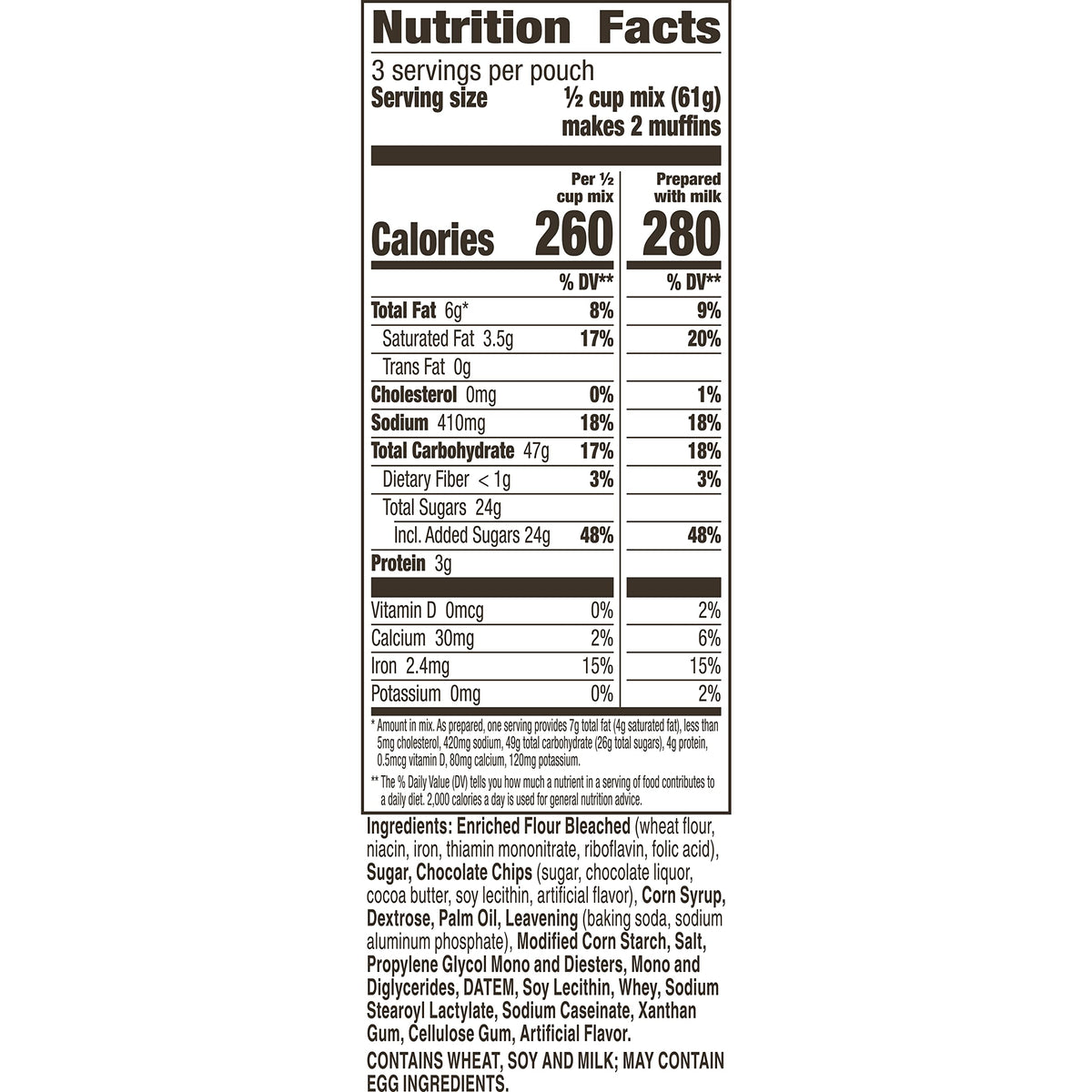 Betty Crocker chocolate chip muffin mix ready as a family snack.