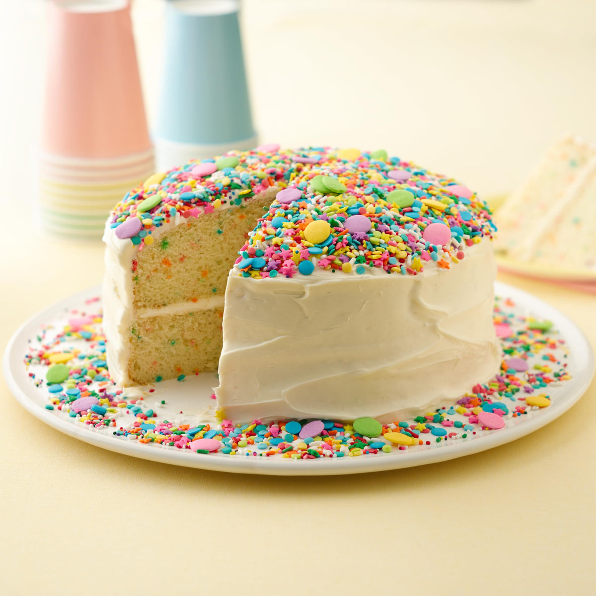Betty Crocker Delights cake batter in bowl ready to bake for a moist crumb