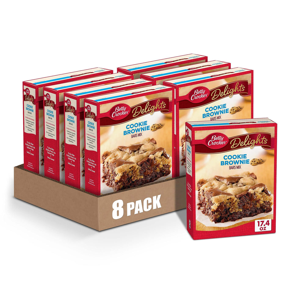 Betty Crocker Delights packaging shown, ready-to-bake dessert option for busy families.