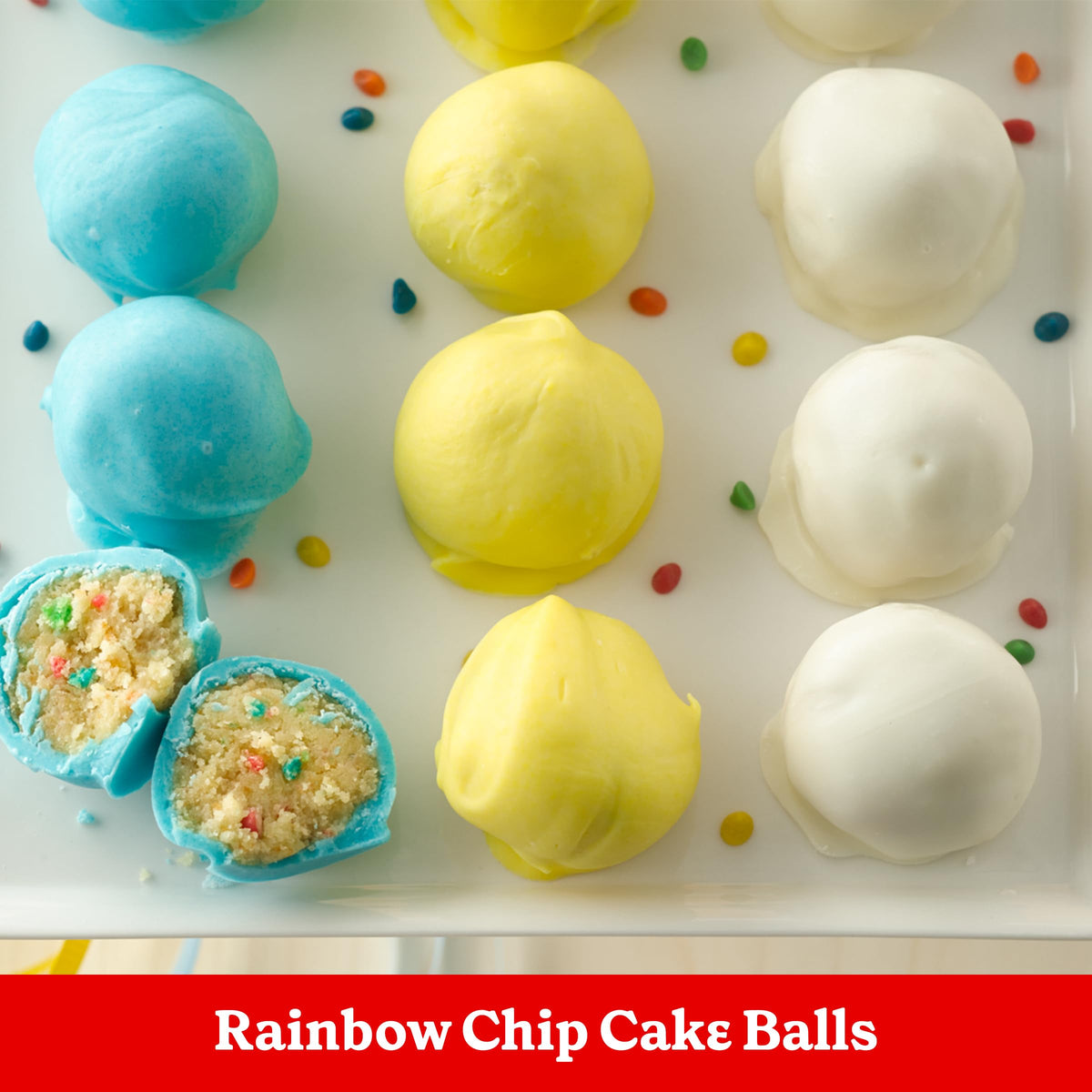 Betty Crocker Delights finished cake with frosting on a decorative platter