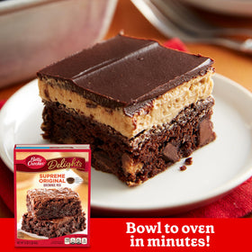 Betty Crocker Delights Supreme Original Brownie Batter being whisked for rich flavor