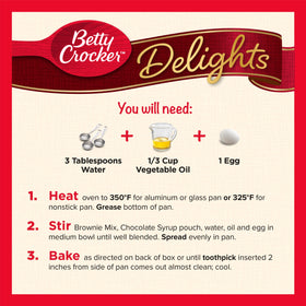 Betty Crocker Delights Supreme Original Brownie Mix poured into pan before baking