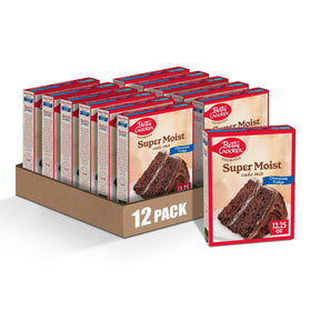 Betty Crocker cake mix box for rich chocolate fudge flavor, easy to bake and share