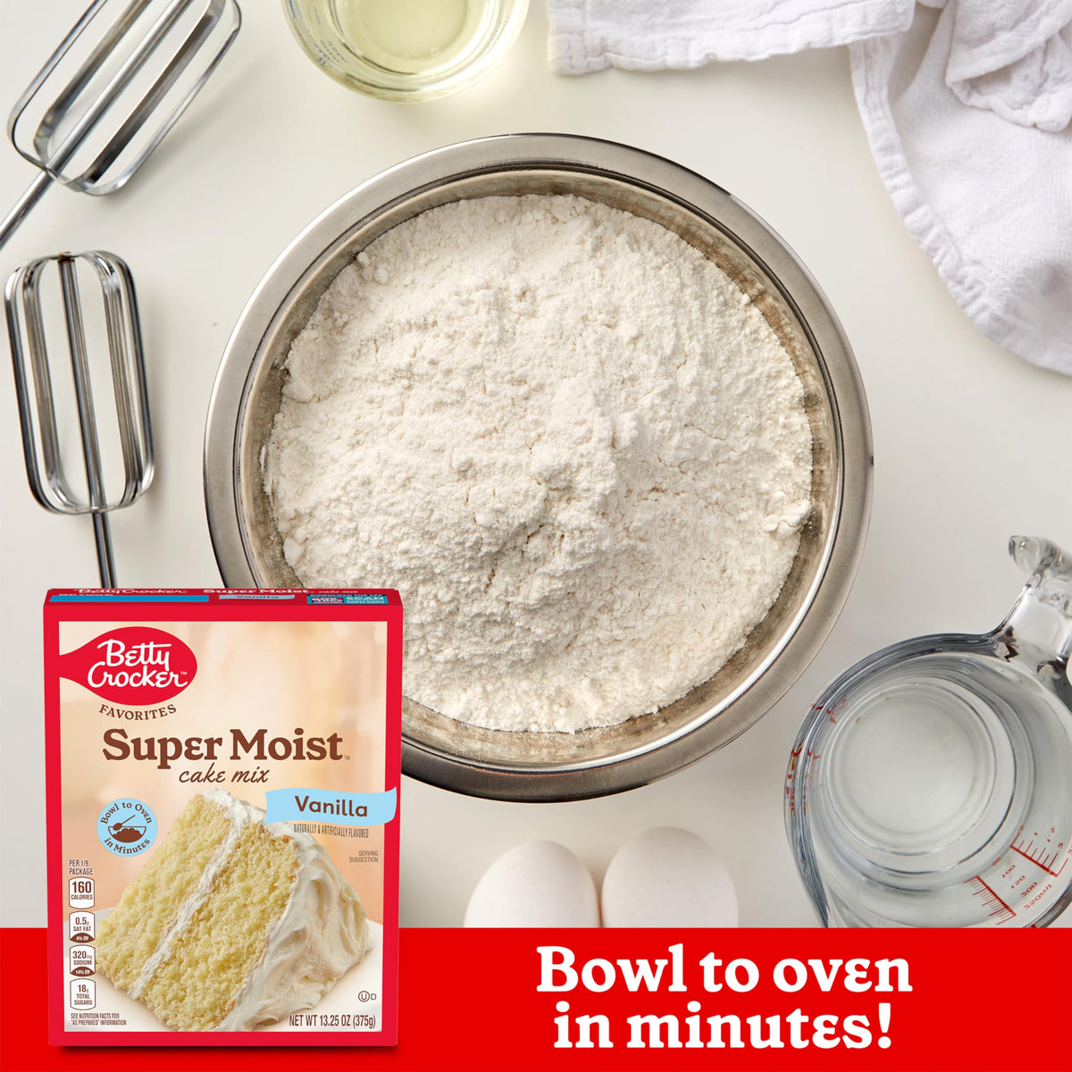 Cake baking in the oven using Betty Crocker vanilla mix for a golden finish