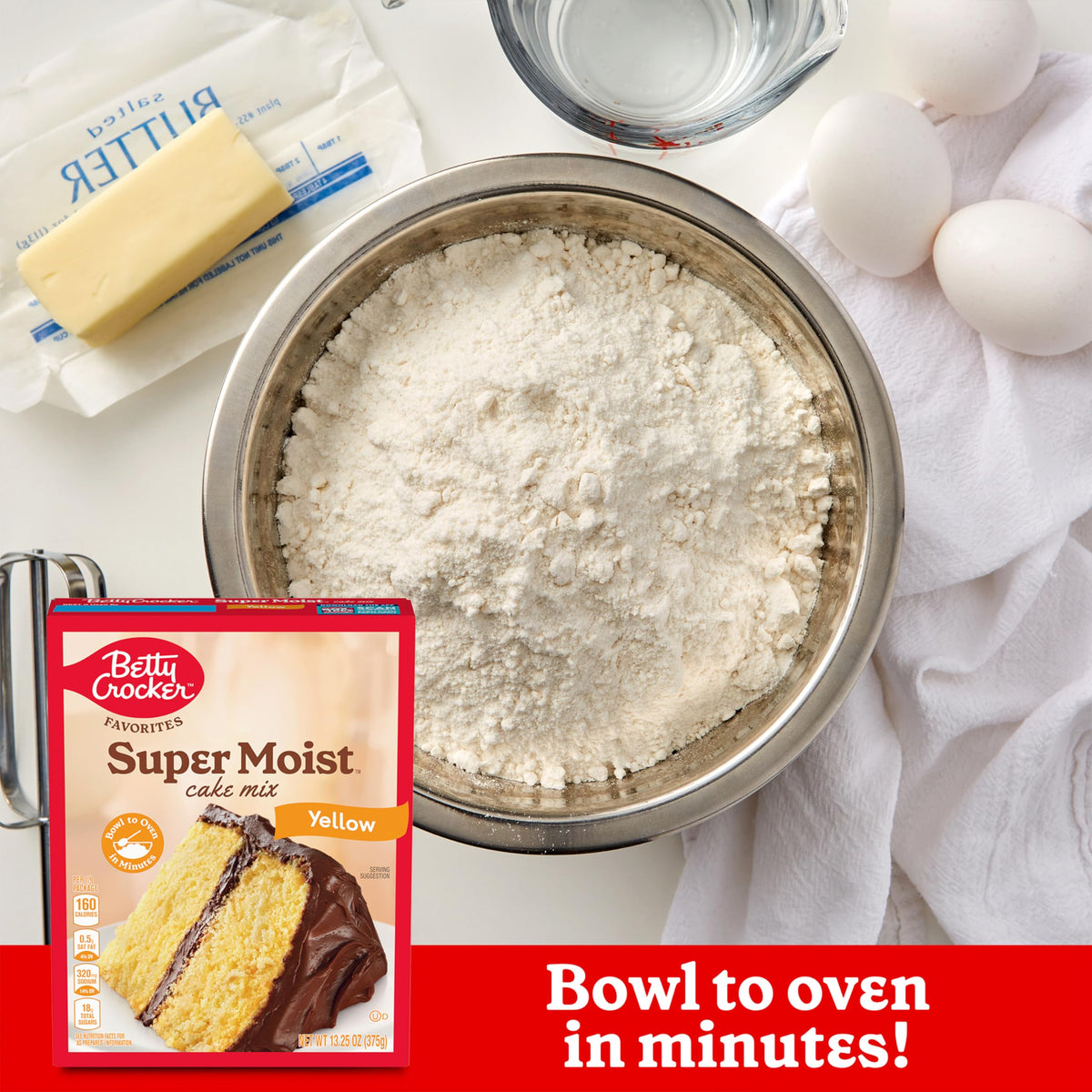 Baking Betty Crocker yellow cake in the oven fills the kitchen with aroma.