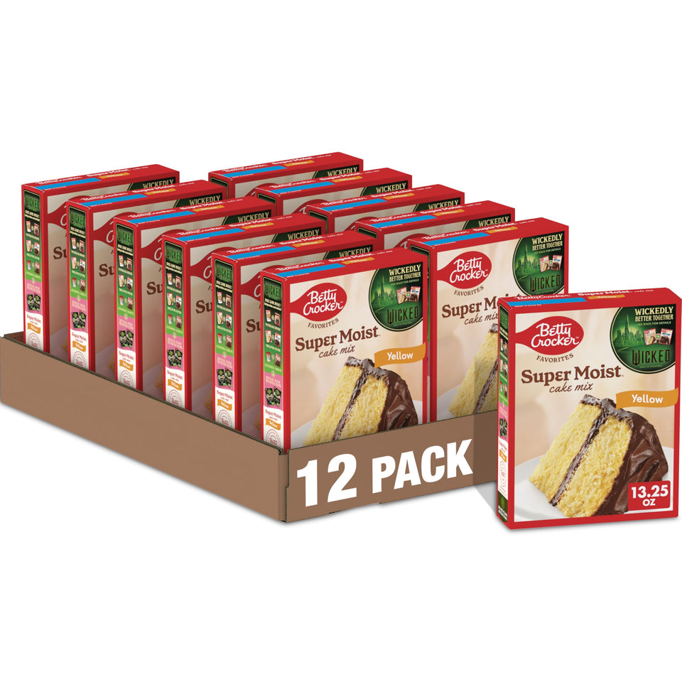 Betty Crocker yellow cake mix pack ready for quick dessert ideas.
