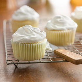 Betty Crocker frosting close-up reveals airy texture for cupcakes