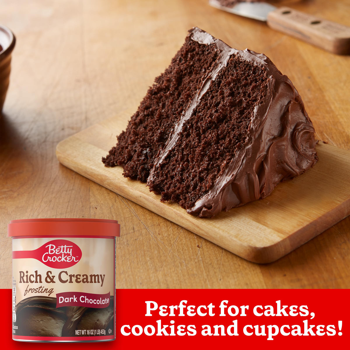 Cupcakes topped with Betty Crocker frosting for a glossy finish
