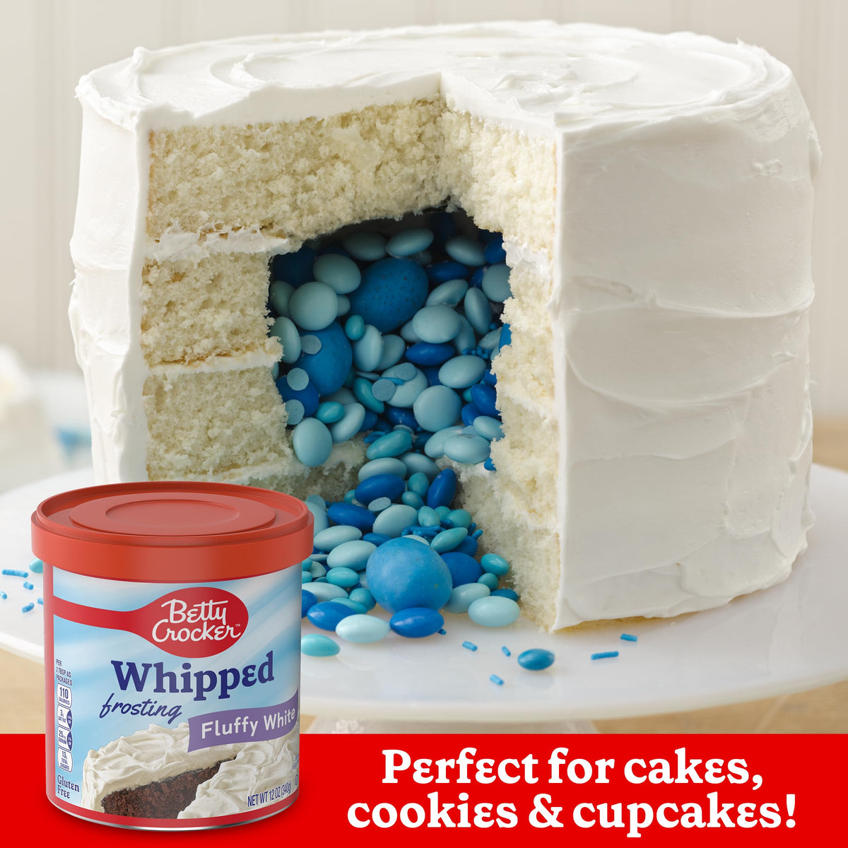 Betty Crocker Whipped Frosting on a cupcake for light decoration