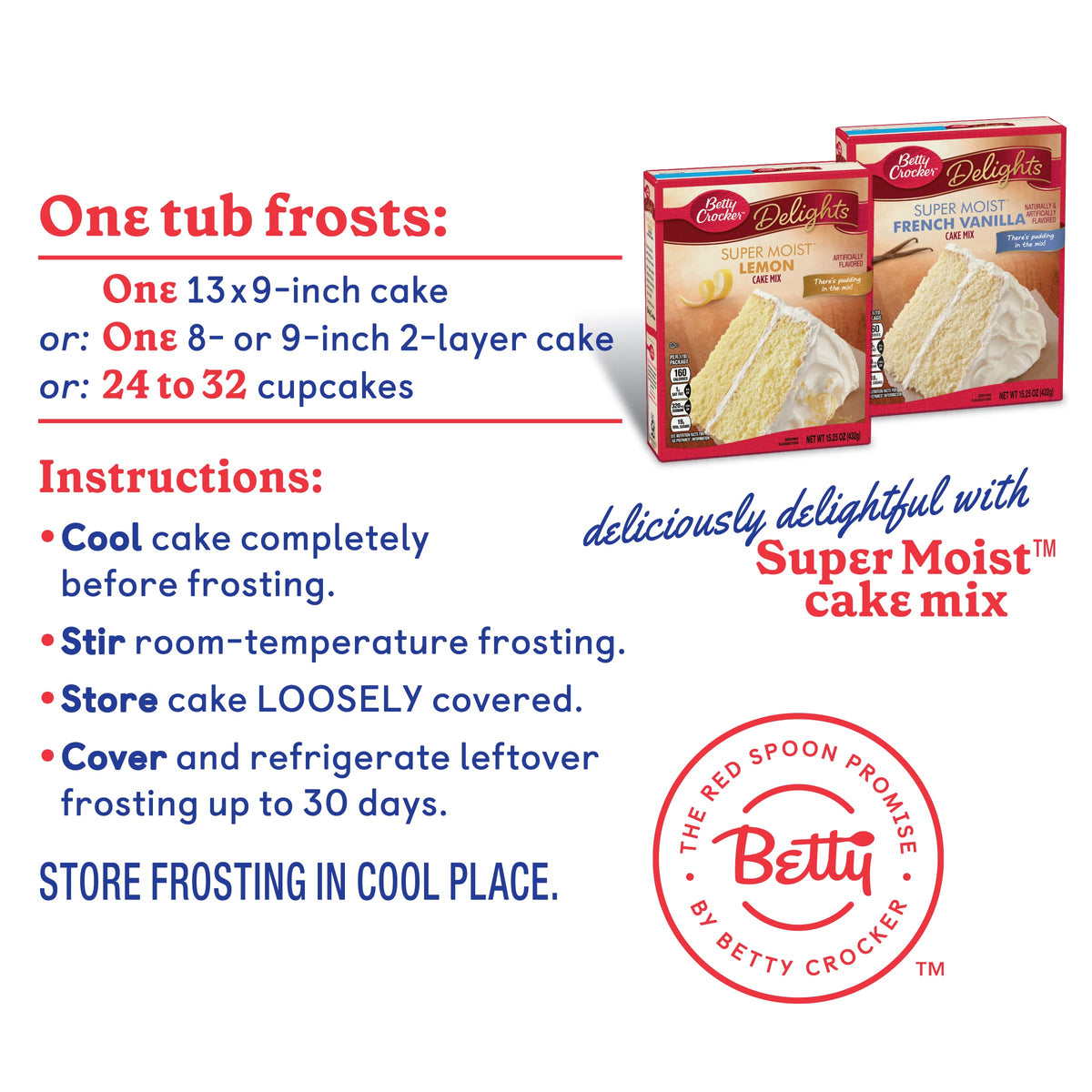 Betty Crocker frosting tubs stored in a cozy pantry for quick desserts.