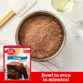 Betty Crocker fudge brownie mix ingredients, easy pantry staples for fast baking.