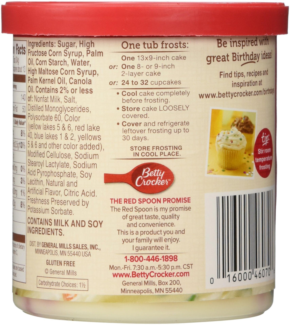 Betty Crocker rainbow chip frosting texture close-up highlights creamy, colorful topping