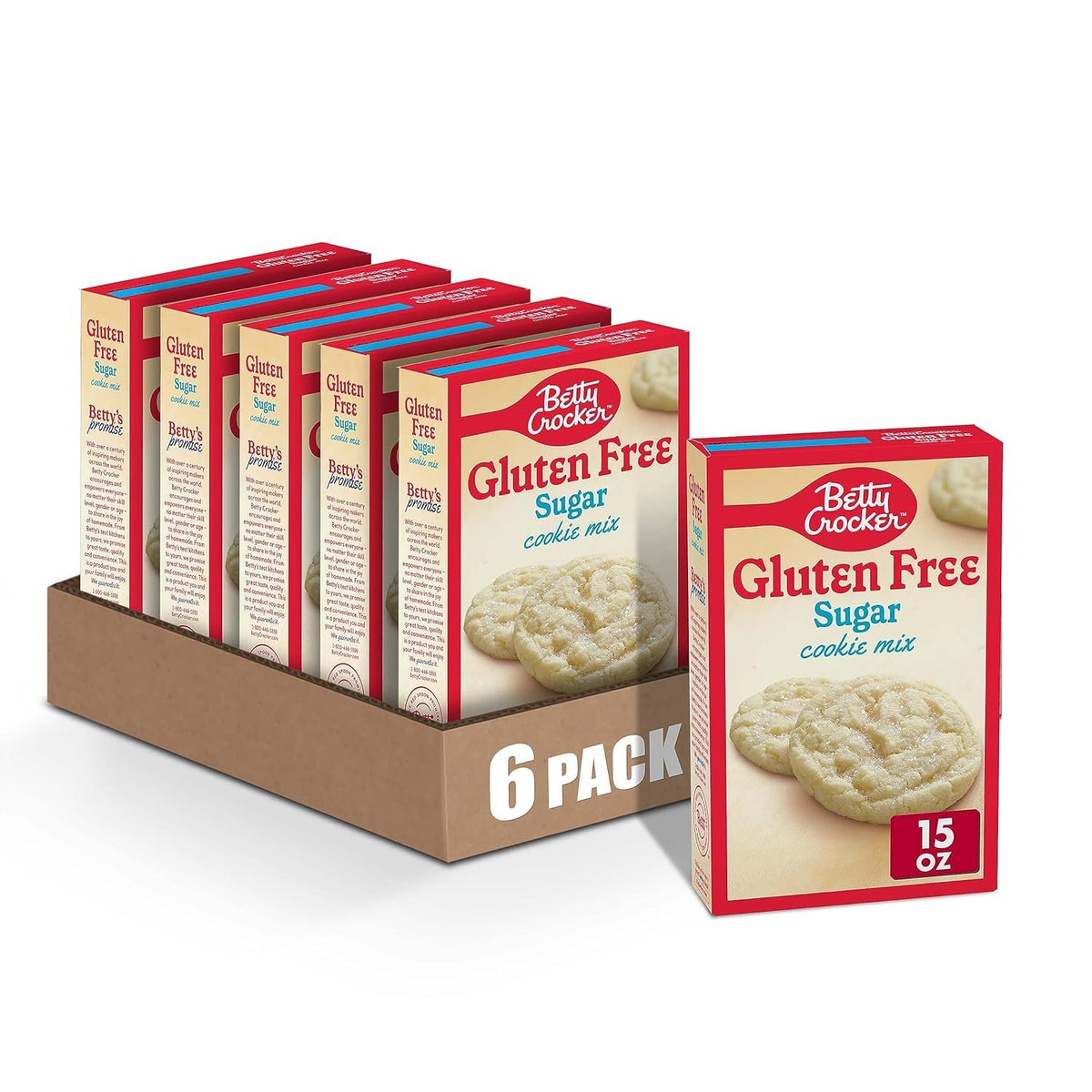 Betty Crocker gluten-free sugar cookie mix box on counter for quick baking