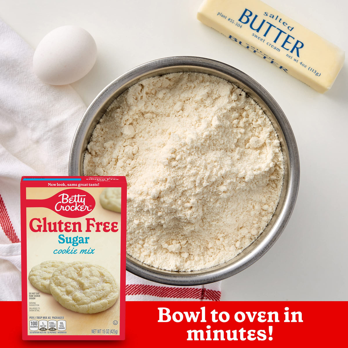 Betty Crocker gluten-free sugar cookie mix dough in bowl ready to shape