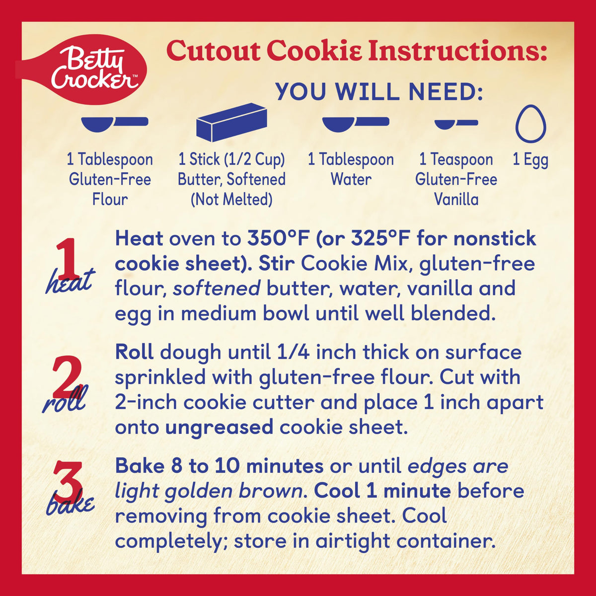 Betty Crocker gluten-free sugar cookie mix dough on baking tray ready to bake
