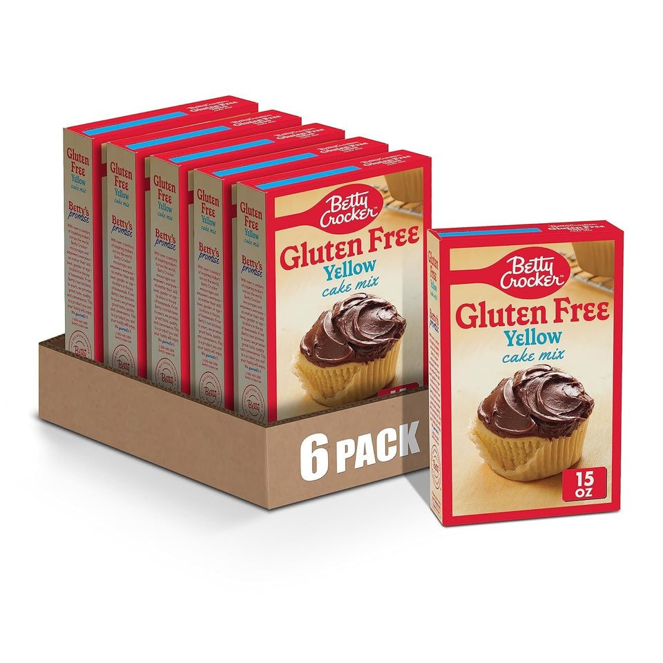 Betty Crocker gluten-free yellow cake mix pack ready for quick, crowd-pleasing desserts.