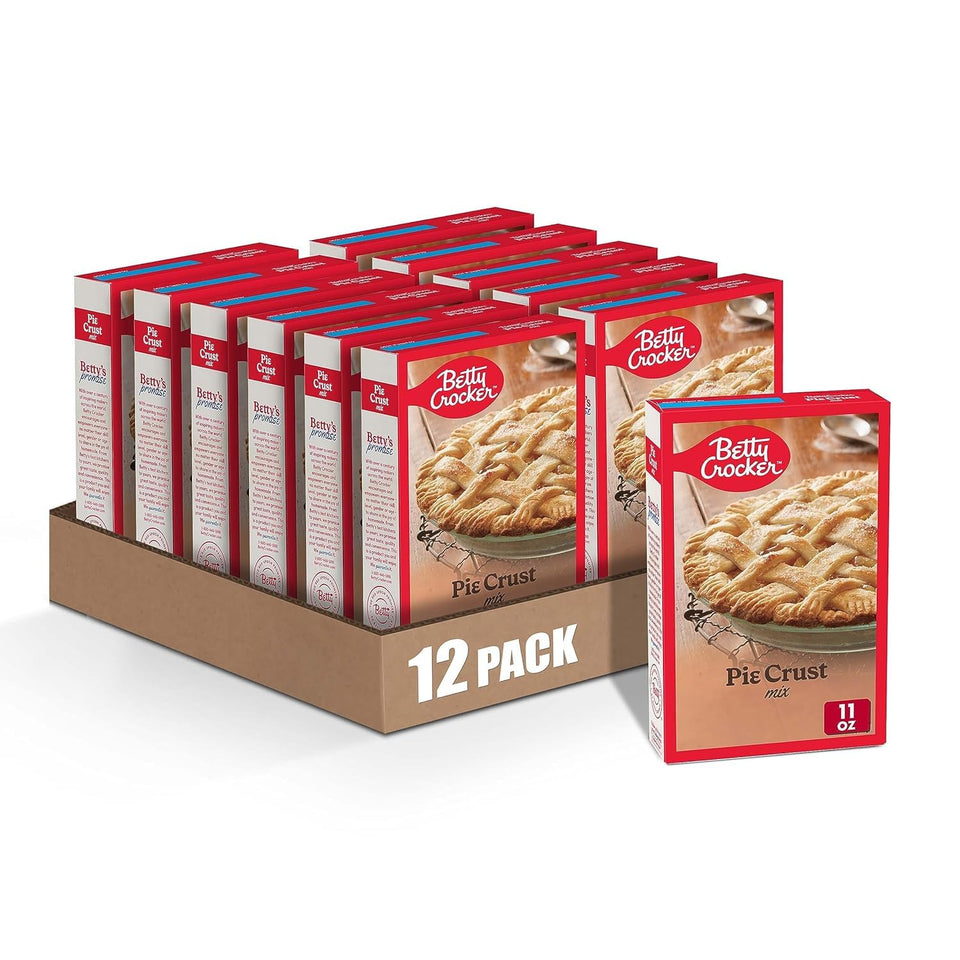 Betty Crocker Pie Crust Mix bag ready for easy home baking and flaky results