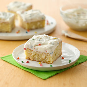 Betty Crocker Rainbow Chip Frosting spread on cupcakes for a quick treat.