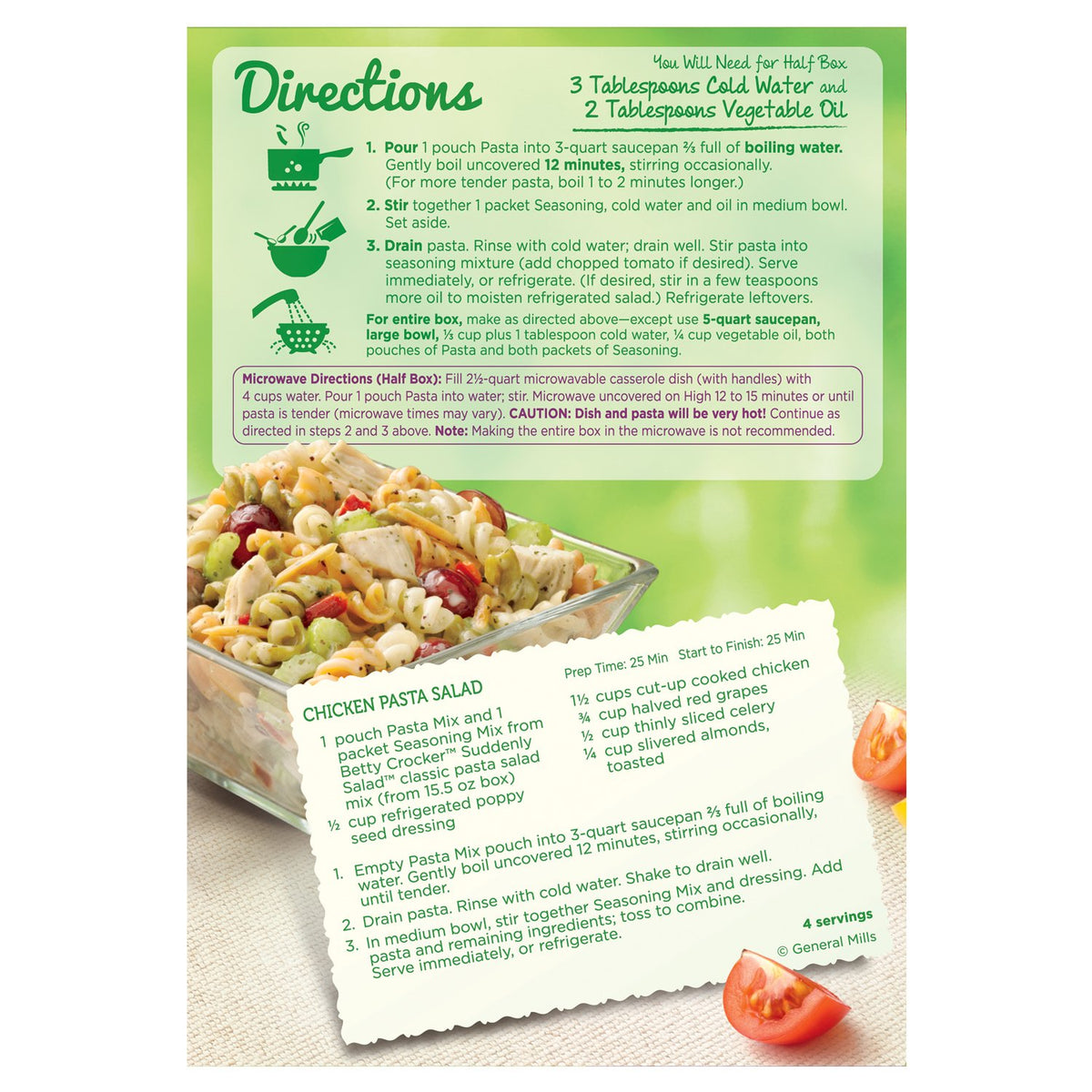 Betty Crocker Suddenly Pasta Salad twin pack ready to serve or save for later.