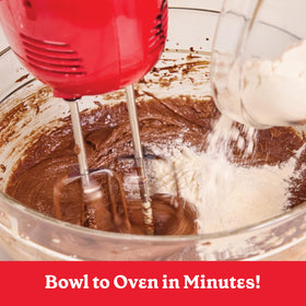 Betty Crocker brownie mix batter ready to whisk with few ingredients.