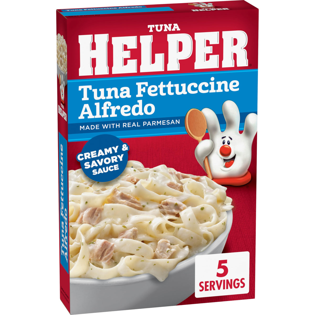 Tuna Helper Fettuccine Alfredo serving bowl showcases creamy texture