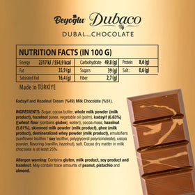 Beyoglu Dubaco Dubai Chocolate Bar works as a refined dessert after meals.