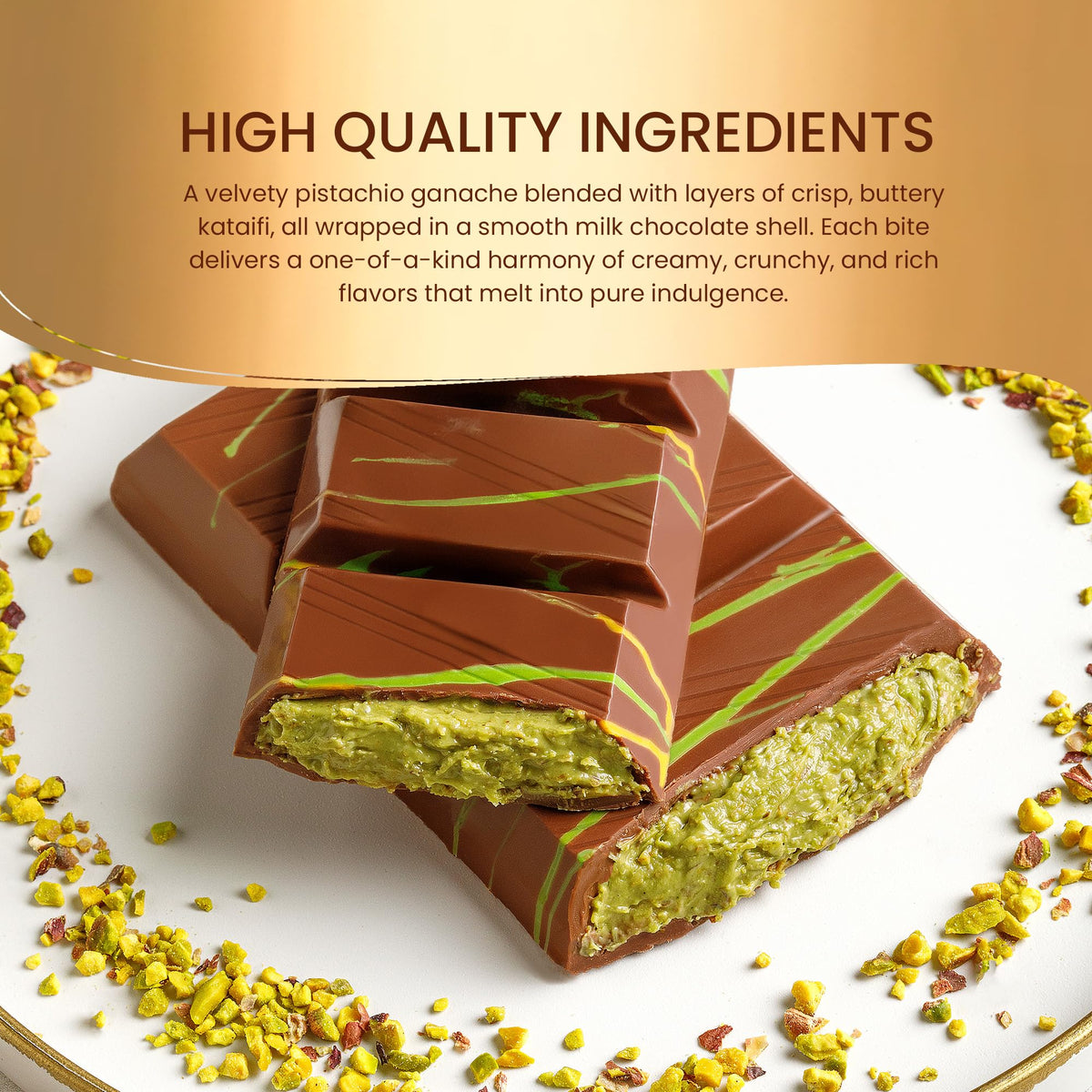 Elegant gift presentation of Beyoglu Dubaco Dubai chocolate—ready to surprise