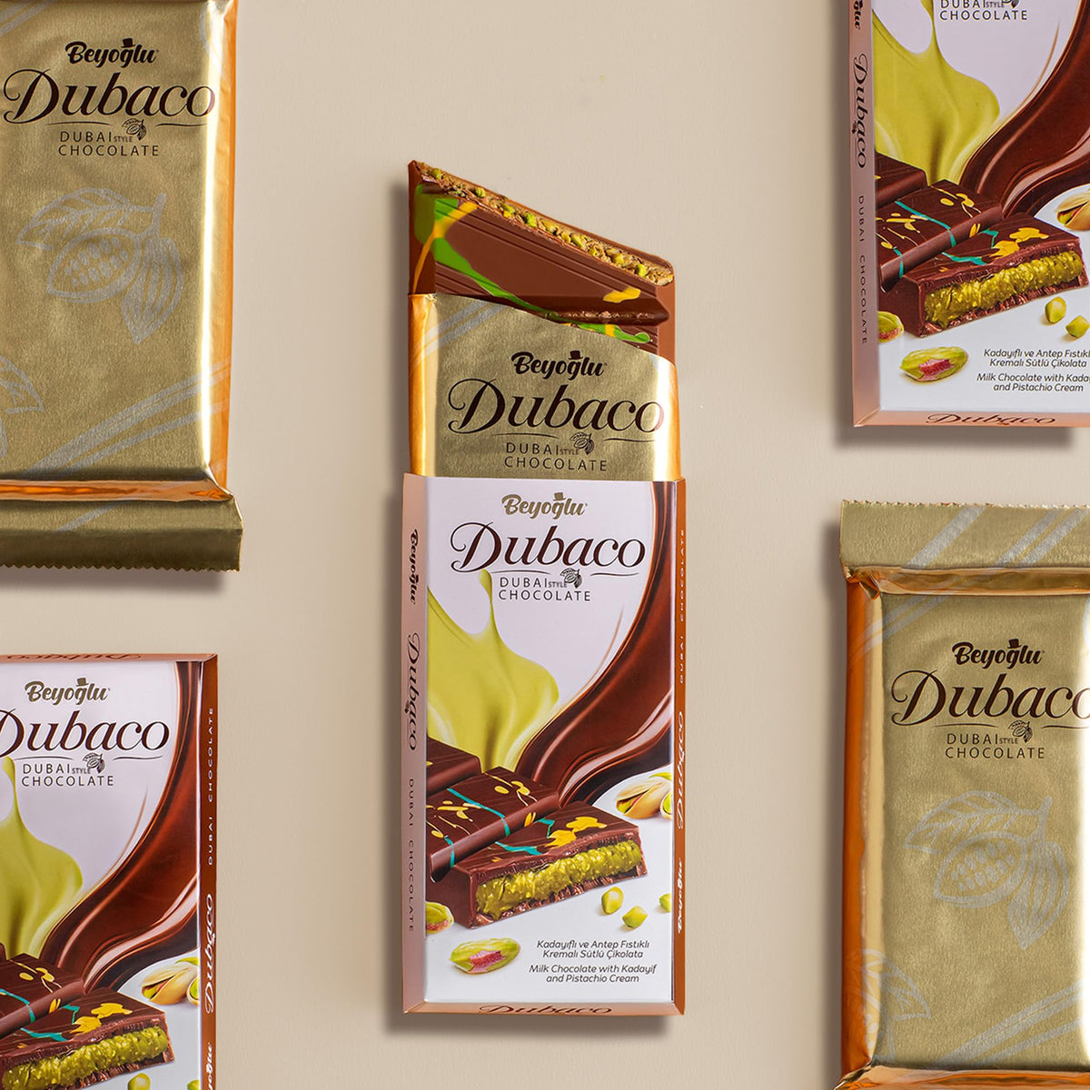 Luxurious packaging and wrap highlighting premium Dubai-inspired chocolate—great gift option