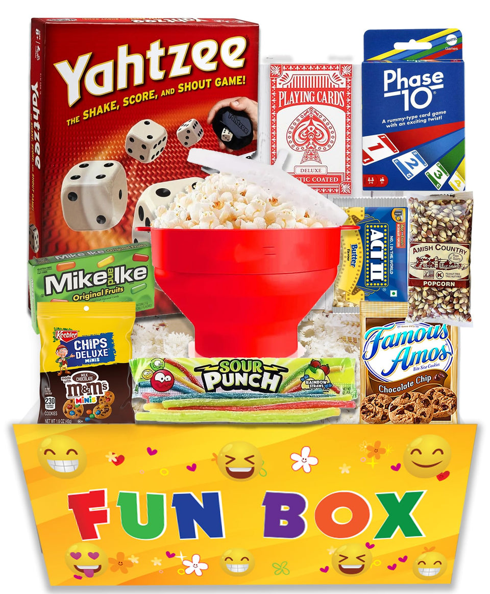 Beyond The Box family game night gift basket with card games for screen-free bonding