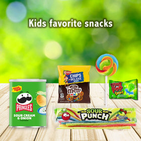 Beyond The Box snack basket includes a mix of sweet, sour, and savory treats