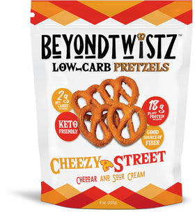 BeyondTwistz bag packaging shows keto-friendly snacking on the go.