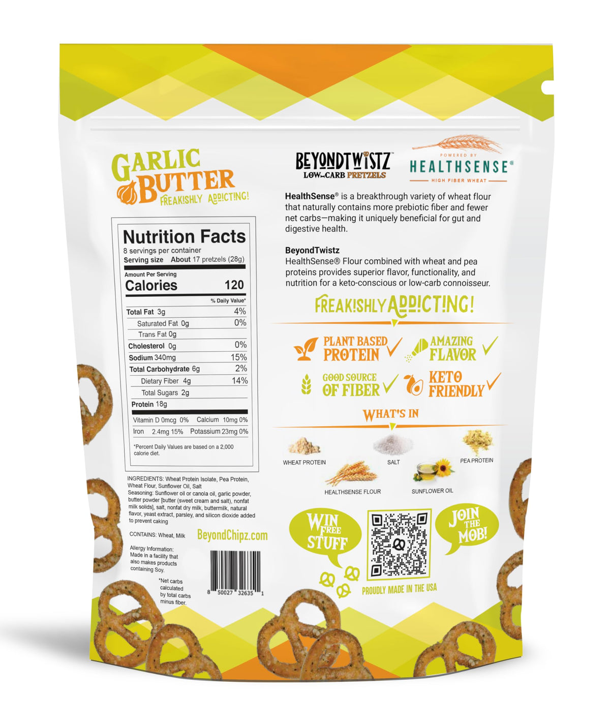 Close-up of BeyondTwistz pretzels showing crisp texture and garlic butter flavor.