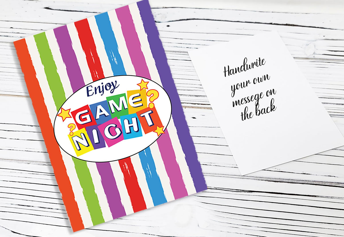Beyond The Box GAME NIGHT postcard blank back, add a personal message for gifting.