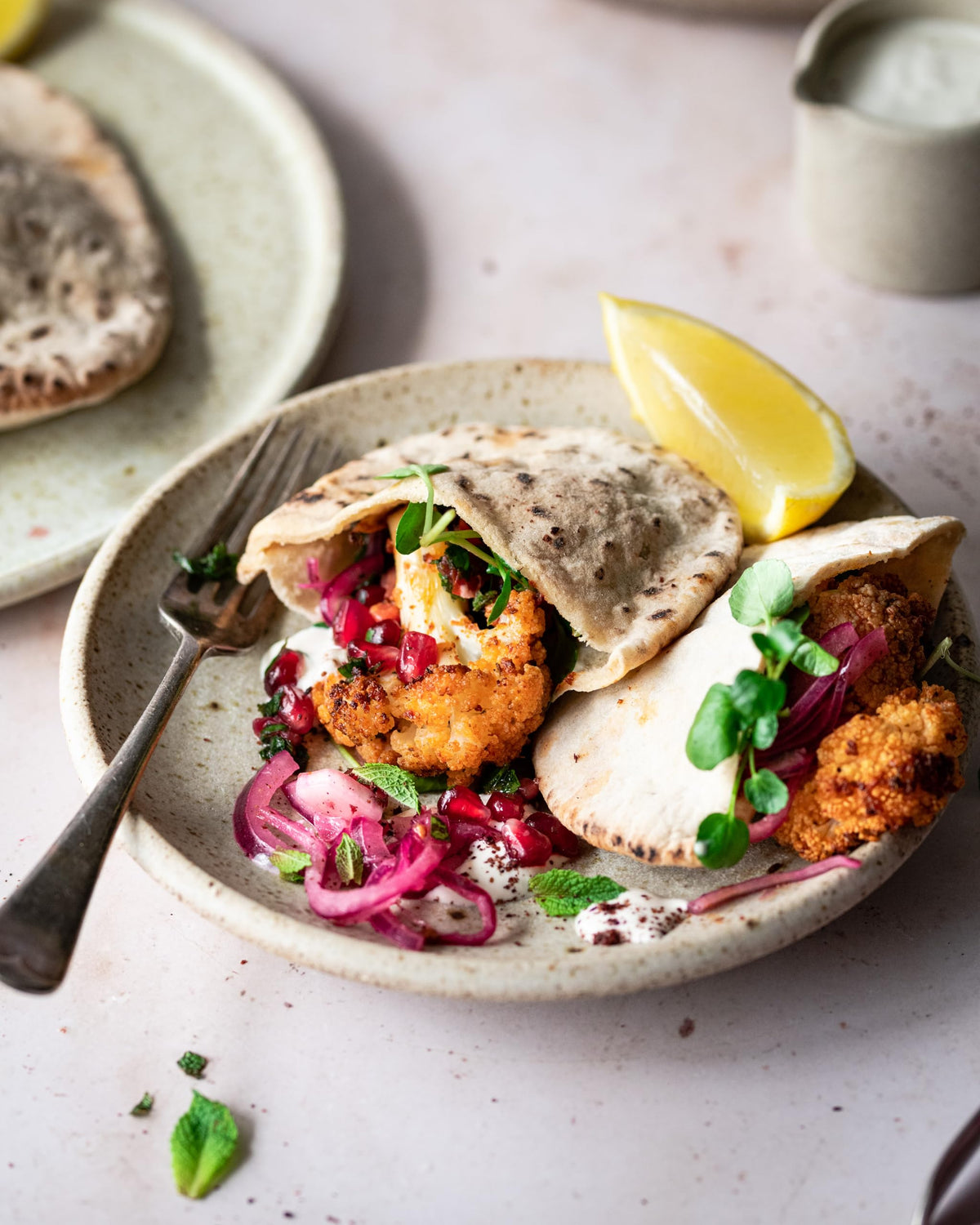 Open pita pocket ready for fillings and wraps