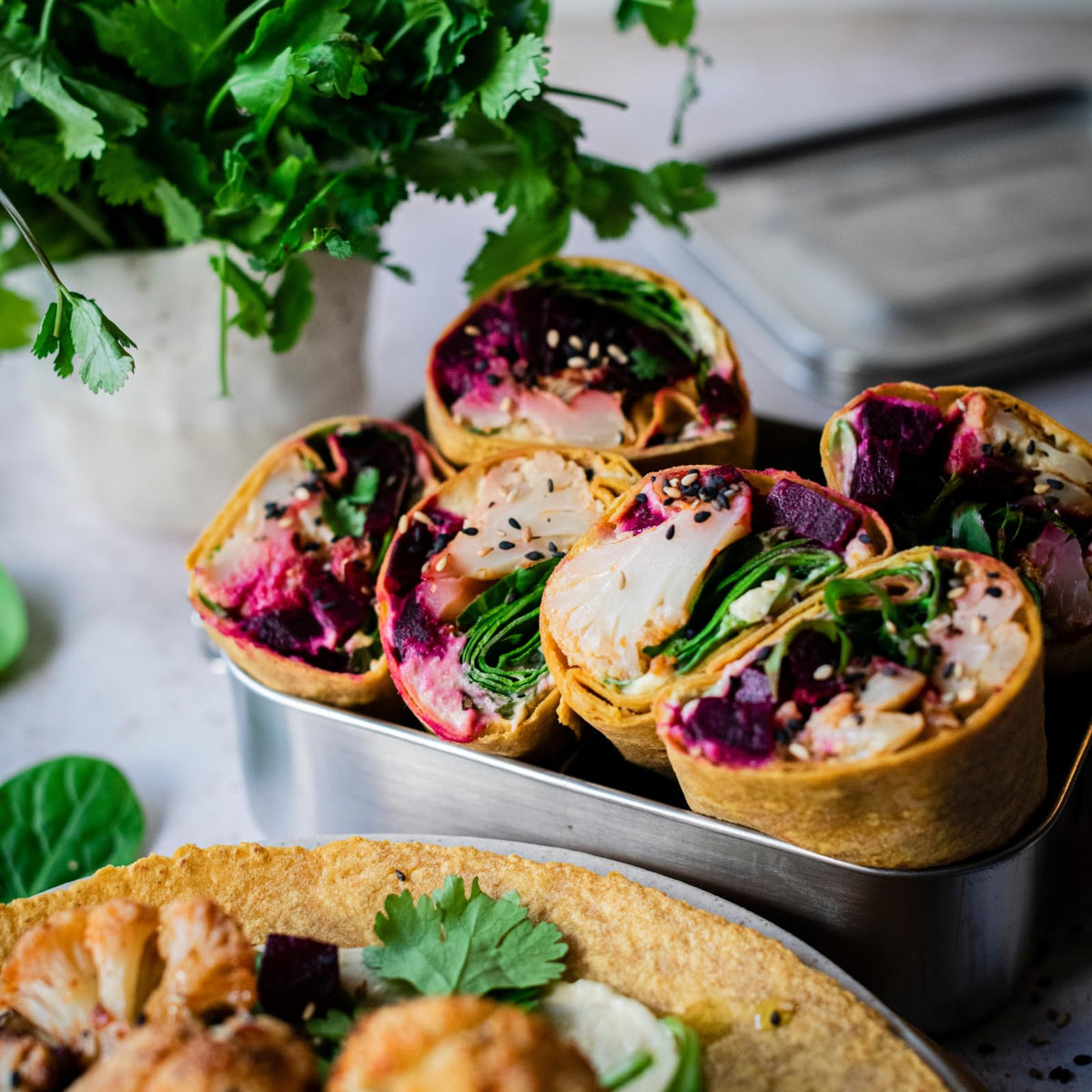 Sweet potato flour-based wrap texture appealing for health-focused lunches.