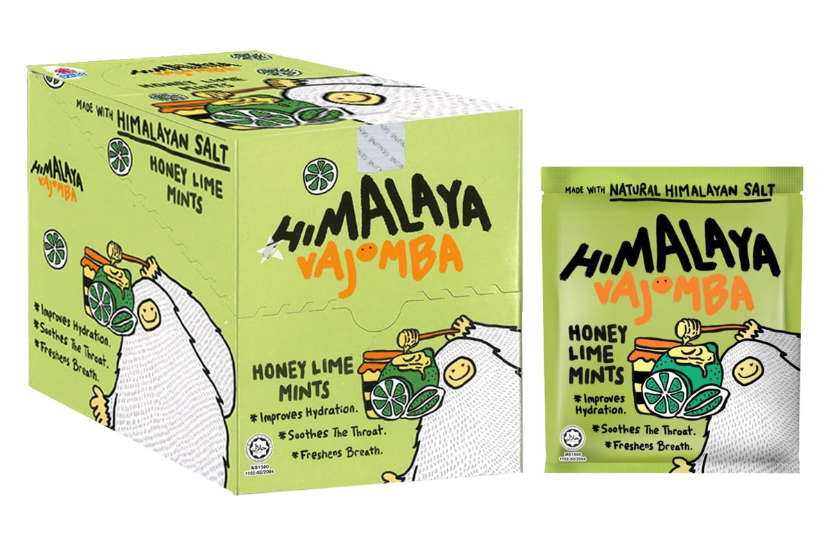 BFYSYO Big Foot Himalaya Salt Candy pack-12 image shows a tasty honey lime mint treat for on-the-go refreshment.