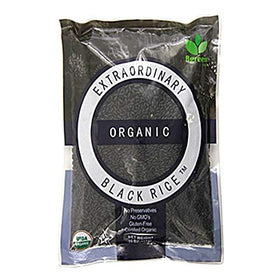 Cooked Bgreen Organic Black Rice showing rich color and nutty aroma