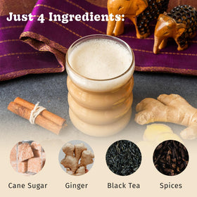 Bhakti Chai concentrate 32oz carton close-up highlighting recyclable packaging.