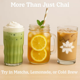 Hot chai latte being prepared with concentrate and frothed dairy-free milk.
