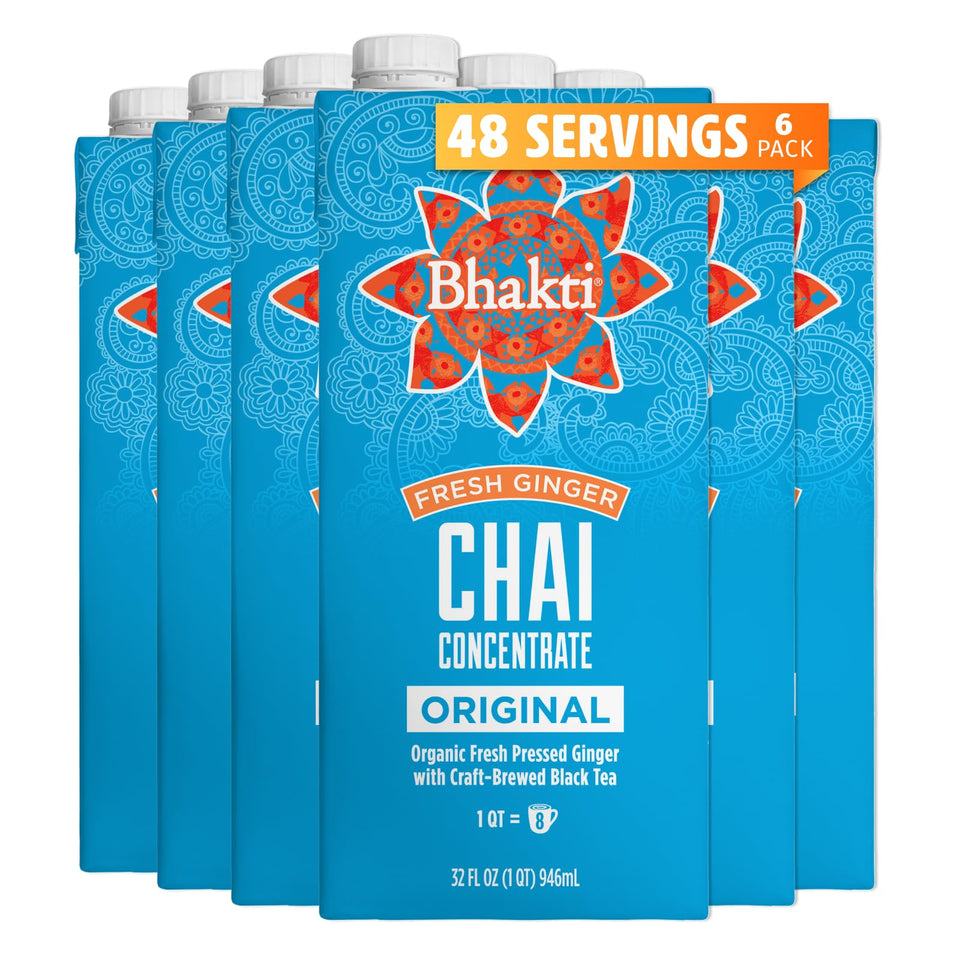 Bhakti Chai Concentrate original bottle front for cafe-style lattes at home